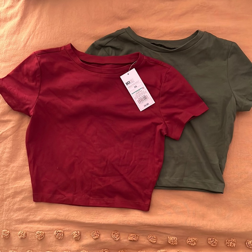 Two XS crop top tee